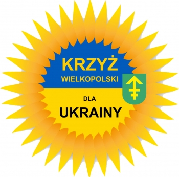 Na zdjęciu znajduje się logo akcji Krzyż Wielkopolski dla Ukrainy.
