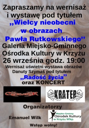 Wystawa prac pt. ,,Wielcy nieobecni w obrazach Pawła Rutkowskiego,,.